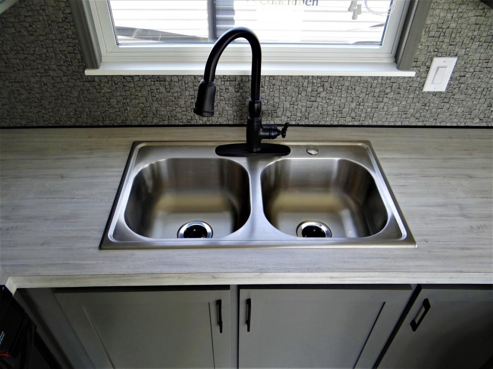Black Matte Faucet (standard) with Stainless Double Bowl Sink (standard)