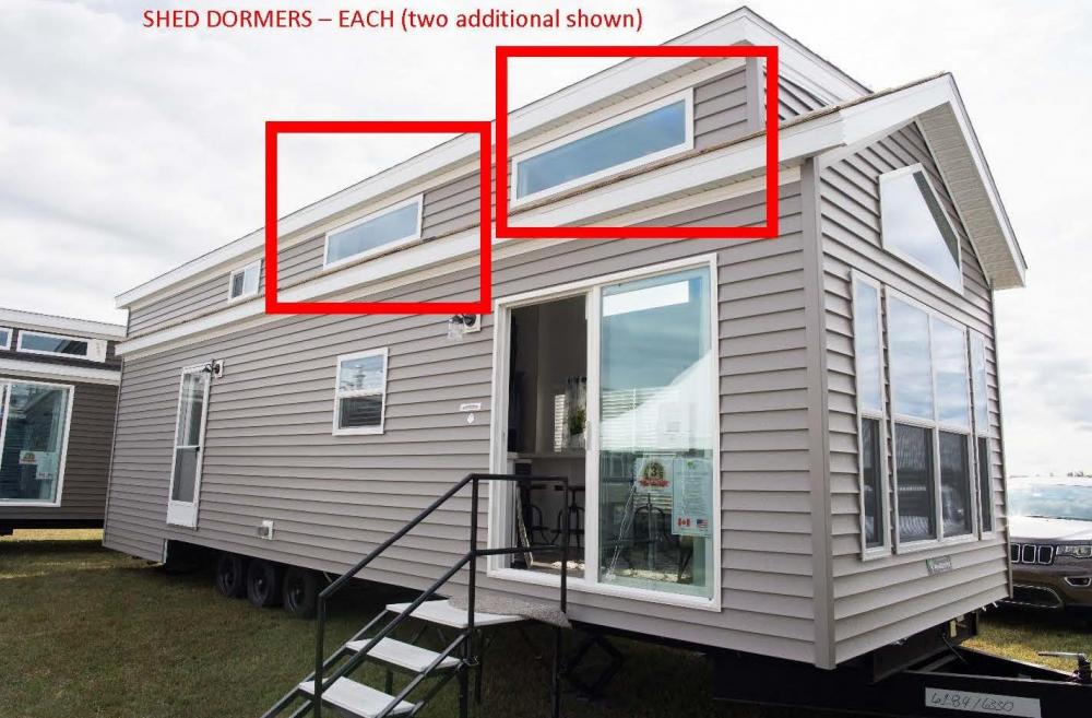 OPTIONAL DORMERS - ADDED - NON LOFT - Qty 2 shown on door side - includes windows 