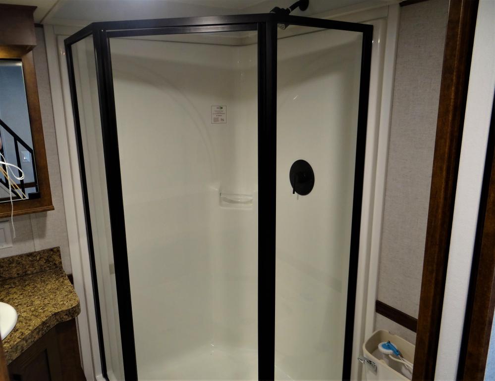 Corner Shower with Glass Doors