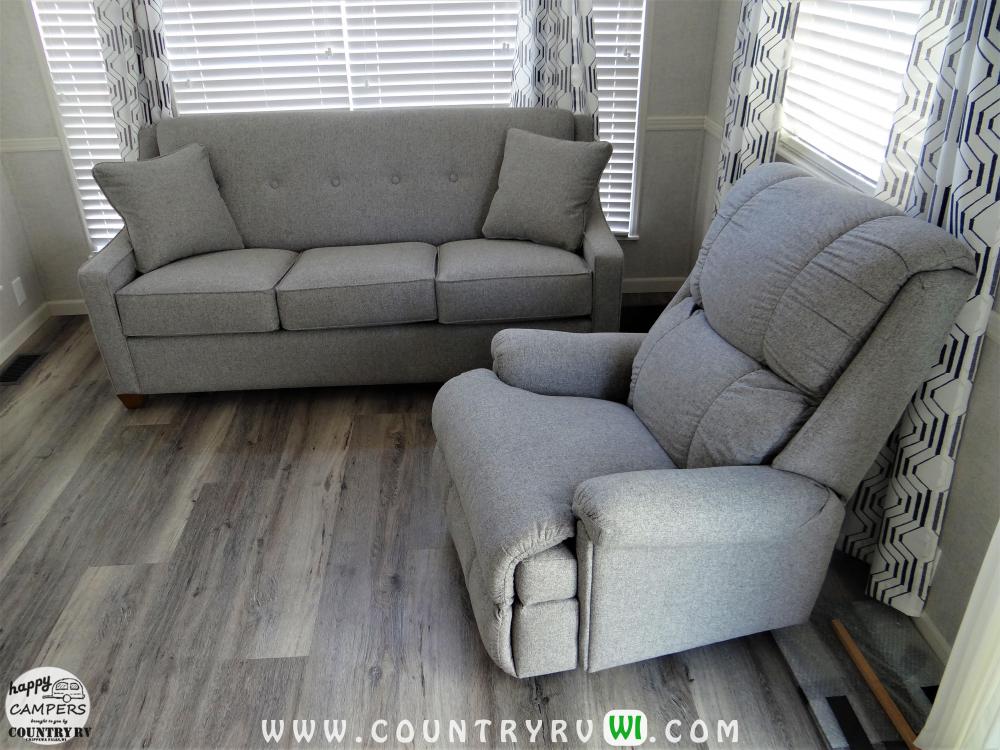 Cement Color Furniture, Hide A Bed Sofa (Queen) and Recliner.