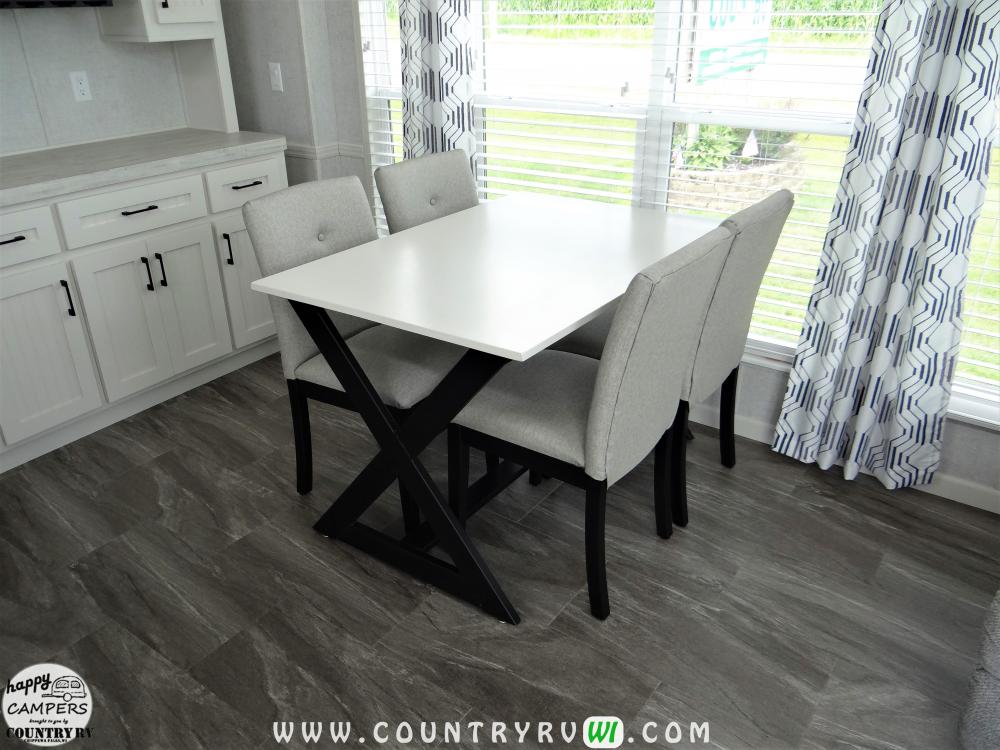 Smooth Finish & Painted Farmhouse Table with Padded Chairs