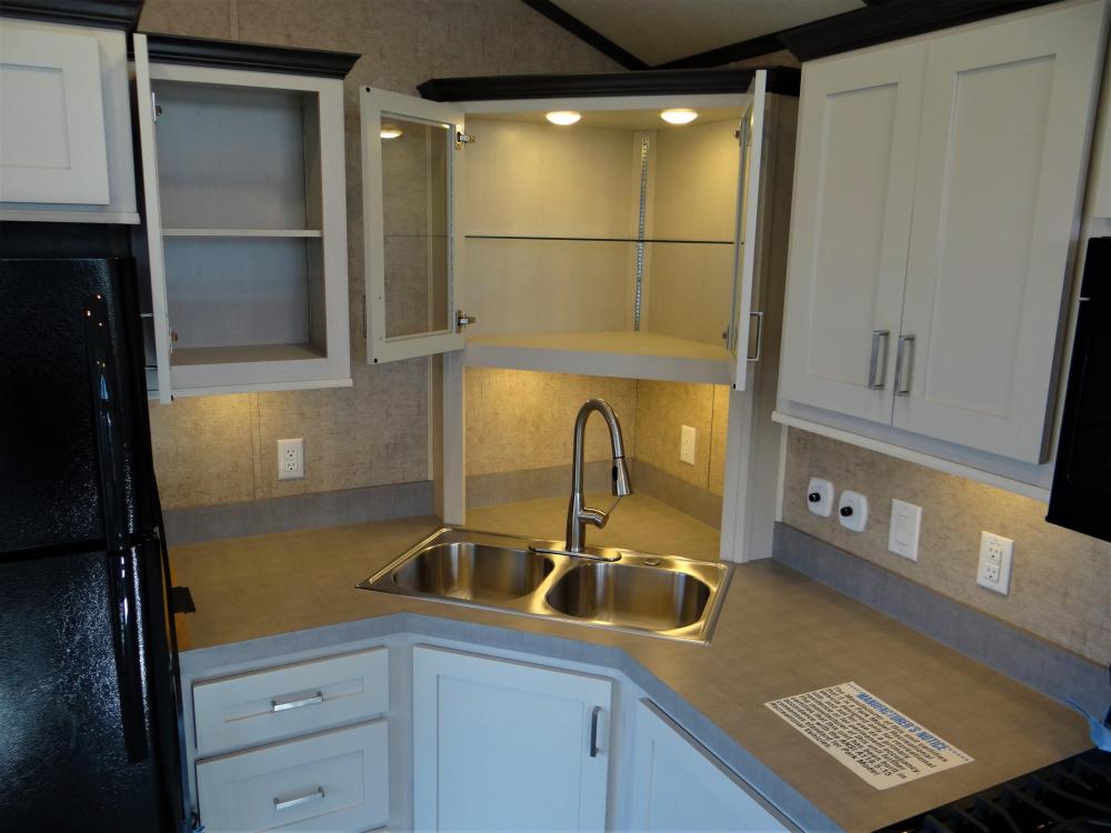 Corner Cabinet with Lighting & Glass Doors