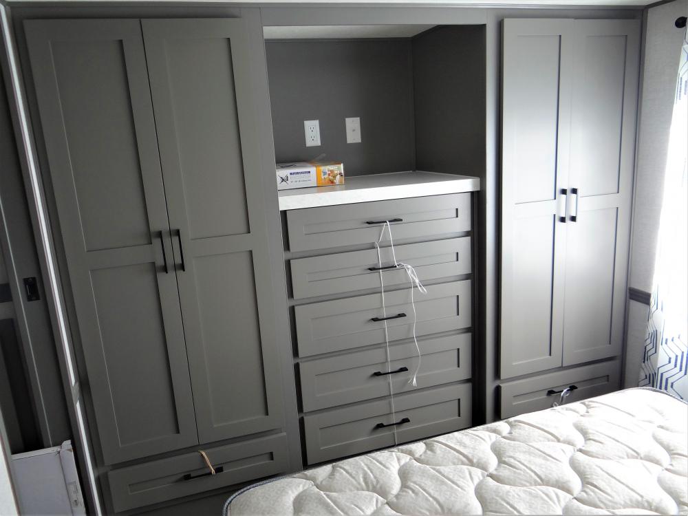 His & Her Wardrobe with Chest of Drawers and Valance