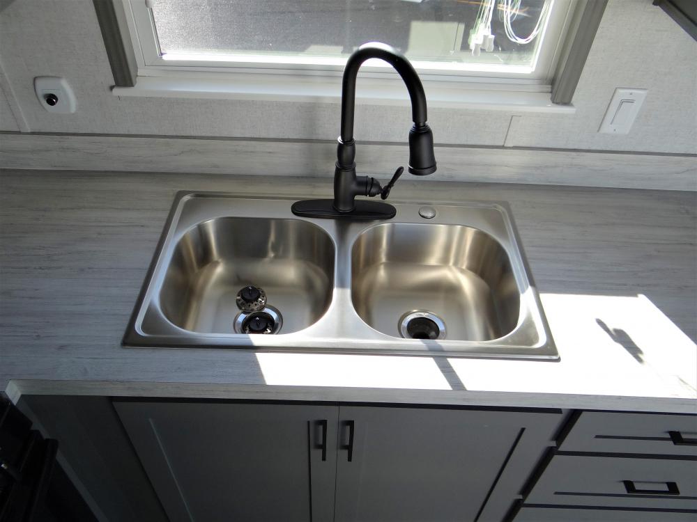 Counter Top in White Driftwood - Standard Faucet with Pull Down Sprayer & Stainless Steel Sink 