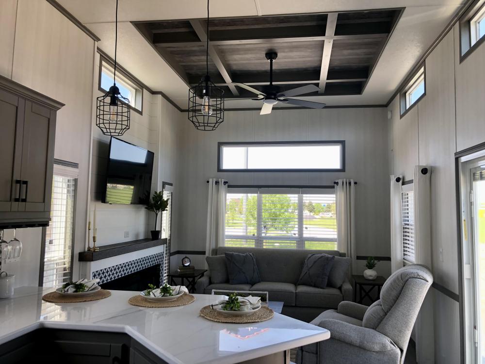 Tray ceiling in Slate Gray - Living Room