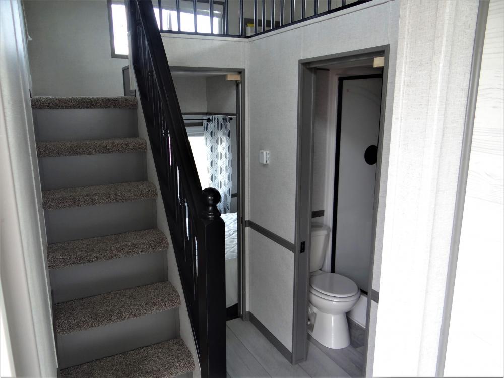 Front Loft Cut Back to 1/2 Loft (just over bathroom) for no ceiling in hallway (optional construction change)