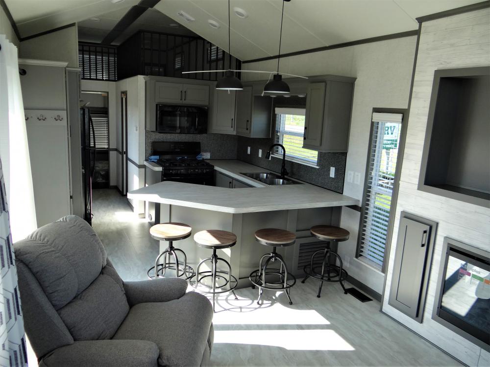Wall Panels in Cooper Cream, Flooring in Crete, Pendant Lights in Beaded Matte Added (dimmer switch)